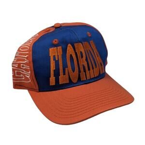 Vintage Flordia Gators Football Colorblock Blue & Orange Big Text Snapback Hat